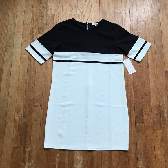 NWT Tobi Stripe Me Black & Ivory Shift Dress - Picture 2 of 8